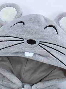 MICHLEY 1pc Cartoon Animal Print Flannel Cozy Sleeping Bag, Long Sleeve, Double Zipper Design, Unisex Baby, Suitable For All Seasons And Daily Use - Multicolor - View 6