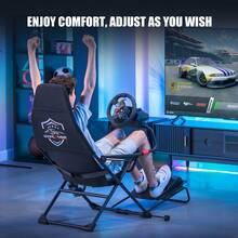 Racing Simulator Cockpit, Sim Racing Cockpit Multi-Function Adjustable, Foldable Gaming Wheel Stand For G25 G27 G29 G920 G923 T300 PS5 PS4, Without Wheel, Shifter & Pedals Red [Windows] - Red - View 6
