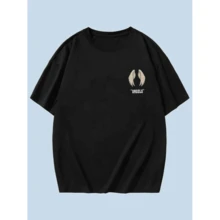 "Angels" (SHIELD) AND (BACK) Oversized T-Shirt Men Women Cotton Shirt Reinforced Stitching Unisex StreetWear - 黑色 - 查看 2