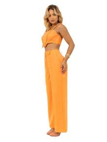 Elegant Women's Cropped Top And Tailored Trousers Set - trái cam - Xem 3