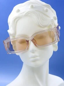 1 副闪亮休闲可爱波西米亚风优雅性感复古街头时尚派对宫廷风格 PC 镜框男女通用彩色时尚眼镜，适合所有场合女士海滩配饰眼镜墨镜时尚基本款秋冬女士服装商务休闲礼品 Y2k - 彩色 - 查看 9