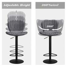 Bar Stools Set Of 4, Counter Height Bar Stools With High Backrest & Footrest, Adjustable Height, Thickened Seat Cushion, 360° Swivel Barstools For Kitchen Island Black - 灰色 - 查看 4