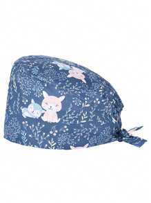 1 pièce Casquette de protection en polyester à motif dessin animé, convient pour dentaire, hôpital, infirmière pédiatrique, vétérinaire, chef, cheveux longs, unisexe, 4 saisons