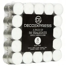 Deco Express Tealight Candles Multipack Of 50 Burning Time 8 Hours Tea Lights - White - View 1