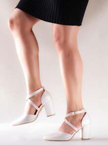 Zapatillas de tacon cuadrado y correa cruzada - Chantilly - Ver 4