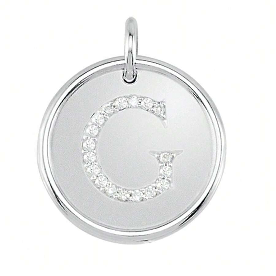 The Black Bow 1/10 Ctw G-H, I1 Diamond Initial 17mm 14k White Gold Pendant Letter G