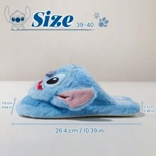 Miniso Stitch Long Plush Slippers, Winter Fuzzy House And Outdoor Slippers, Cute Cartoon Style Warm Anti-Slip Woman Slippers For Adult(Size 39-40) - CN39-40 - View 11