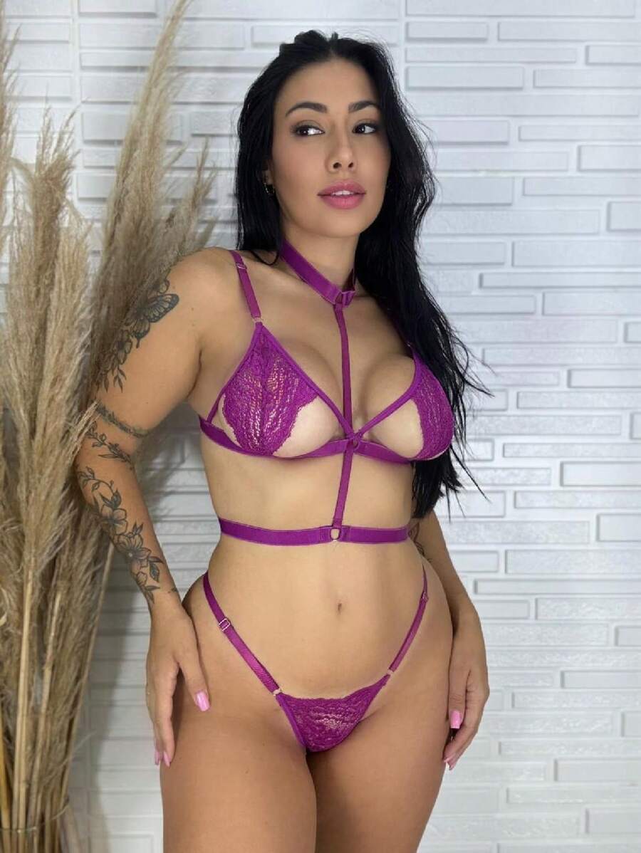 Sexy Lingerie Choker Set With Choker - 紫色 - 查看 1