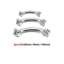 1/3 piezas de joyas de perforación para piercings corporales de acero inoxidable hipoalergénico con gemas de circonita cúbica (3MM) - uña labial, cartílago, concha, trago, pendientes para mujer y hombre en calibre 16G, 6mm, 8mm, 10mm