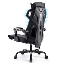 Mesh Gaming Chair With Footrest 3D Stereoscopic Frame Support Ergonomic Fabric Cover Desk Chair Reclining Computer Chair Height Adjustable Office Chair - Black - View 1