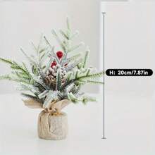 1pc Artificial Christmas Tree With Snow, Mini Tabletop Decor, Cedar Needle Tree, Christmas Party Decoration, New Year Gift, Holiday Decoration, Home Decor, Dining Table Decor, New Year Decoration,Christmas - 20cm New Christmas Tree - View 4