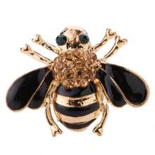 1pc Elegant Crystal Bee-Shape Brooch, Banquet Badge, Clothing Decoration For Women, Best Gift For Festivals Dress Accessories Pin For Clothes Bag Charm