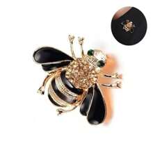 1pc Elegant Crystal Bee-Shape Brooch, Banquet Badge, Clothing Decoration For Women, Best Gift For Festivals Dress Accessories Pin For Clothes Bag Charm