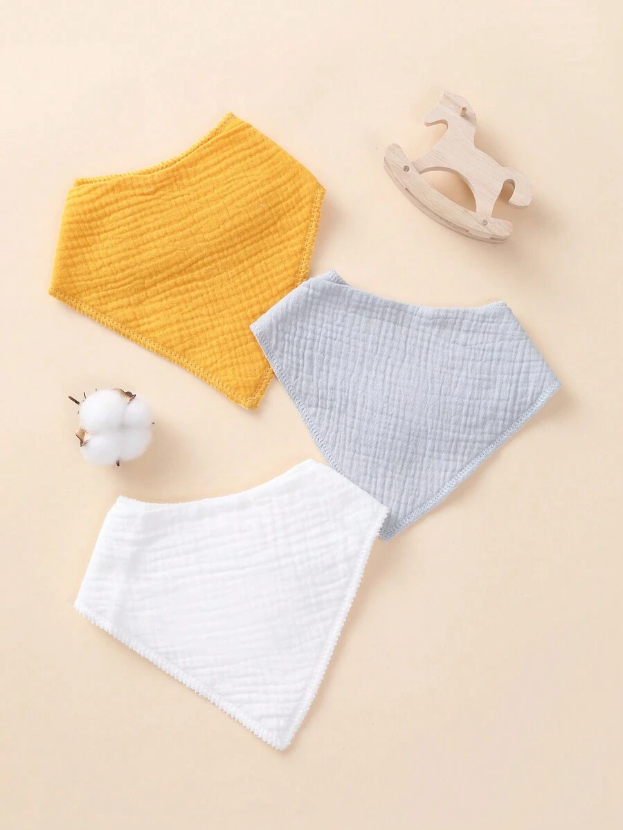 3 件套三角形婴儿围兜，吸水柔软，适合男婴和女婴 - 彩色 - 查看 1