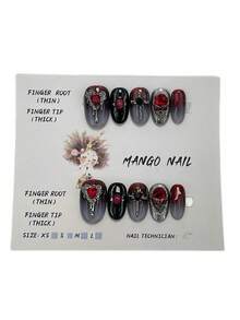 10 CÁI Bấm Vào Móng Tay Làm Bằng Tay Có Thể Tháo Rời Giống Như Thật Phong Cách Y2K Nguyên Bản Hình Ellipse Nhỏ Màu Đen Bạc K9 Đá Rhinestones Trái Tim Đầu Lâu Bùa Móng Tay Màu Trắng Sữa Rosso Ancora Bột Lấp Lánh Ombre Mùa Thu Và Mùa Đông Bột Chrome Với Keo Dán Móng Tay Tab Cho Phụ Nữ Cô Gái - Nhiều màu - Xem 6