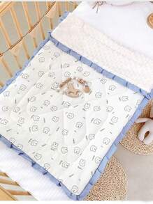 1件婴儿绉棉床垫垫，柔软蓬松绒面床垫，婴儿房柔软床垫，儿童棉质床垫，双面可用，可机洗