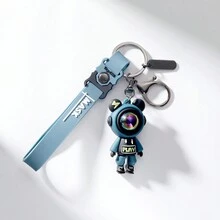 1pc Custom Keychain, Astronaut Teddy Bear Keychain Cartoon PVC Soft Rubber Girl Couple Doll Pendant Keyring, Gift For Car Bag