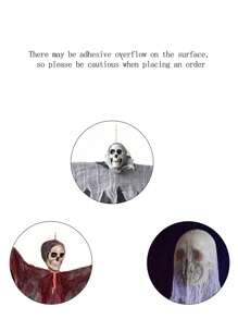 1pc Halloween Hanging Ghost Skeleton Head Decoration, Used For Haunted Houses & Doors, Yard Gatherings, Indoor/Outdoor Halloween Decor, Scary And Skeleton Prop Fall Autumn,Christmas