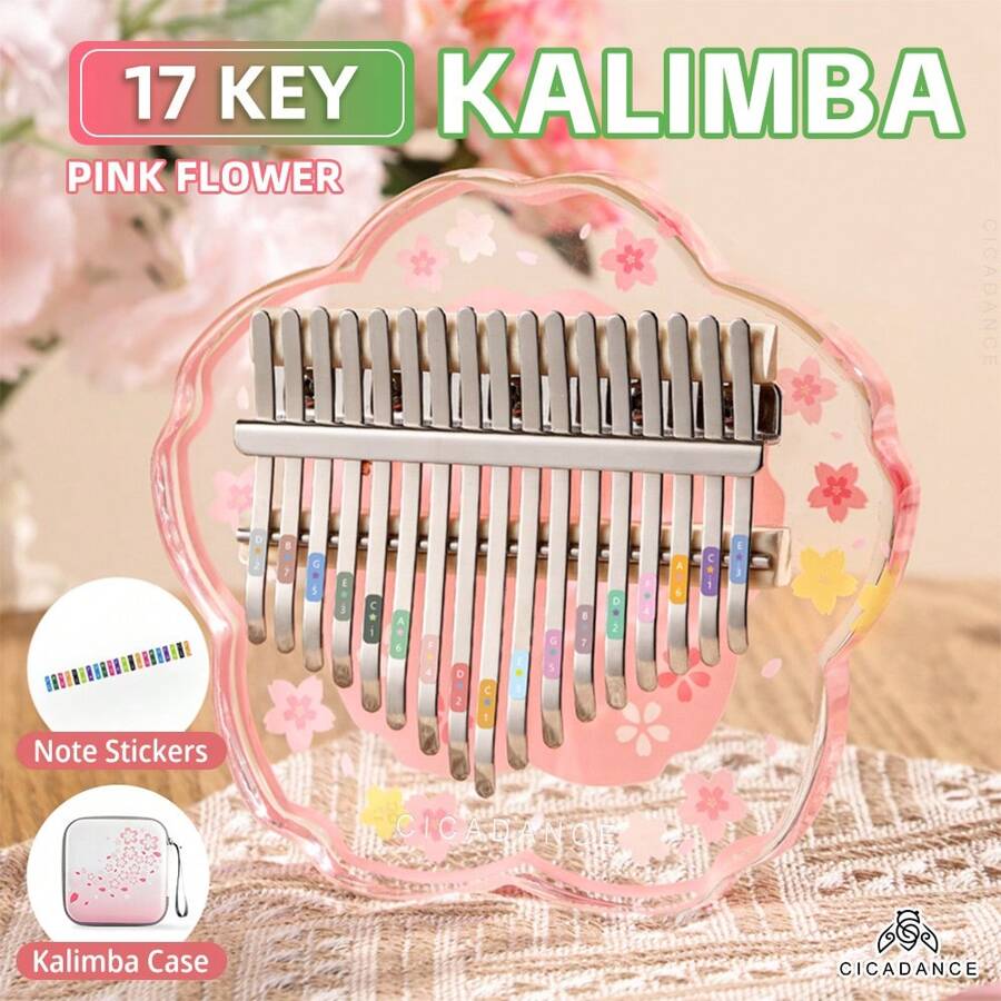 CICADANCE Acrylic Kalimba 17/21 Keys Thumb Piano Crystal Flat Board