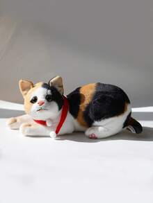 1 件柔软逼真的蹲伏美洲虎猫毛绒玩具，灰色美洲虎/短尾猫，可爱有趣的设计，非常适合聚会、收藏、生日礼物和圣诞礼物 - 彩色 - 查看 5