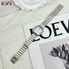 EA 1 件女士小巧不锈钢手链手表，带天然钻石装饰，轻巧奢华简约设计学生手表，防水石英手表，礼盒包装，适合女朋友 - 銀色 - 查看 2