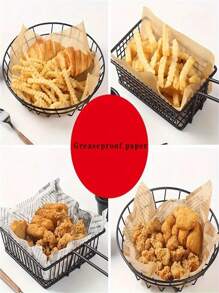 500pcs Brown Square Grease-Proof Paper, Kitchen Absorbent Oil Paper, Fermentation Oil Paper, Burger Paper Packaging, French Fries, Oil Absorption Paper, Anti-Oil Pad Paper, Newspaper Blotting Paper, French Fries, Hamburger, Fried Chicken, Bread Baking Tray Oil Paper, Barbecue Degreasing Paper, Commercial Baking Kitchen Oil Paper, Air Fryer Baking Hamburger Paper Pad, Absorbent Film, Household Kitchen Supplies