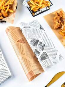 500pcs Brown Square Grease-Proof Paper, Kitchen Absorbent Oil Paper, Fermentation Oil Paper, Burger Paper Packaging, French Fries, Oil Absorption Paper, Anti-Oil Pad Paper, Newspaper Blotting Paper, French Fries, Hamburger, Fried Chicken, Bread Baking Tray Oil Paper, Barbecue Degreasing Paper, Commercial Baking Kitchen Oil Paper, Air Fryer Baking Hamburger Paper Pad, Absorbent Film, Household Kitchen Supplies