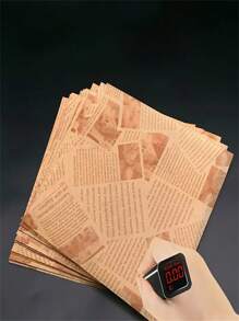 500pcs Brown Square Grease-Proof Paper, Kitchen Absorbent Oil Paper, Fermentation Oil Paper, Burger Paper Packaging, French Fries, Oil Absorption Paper, Anti-Oil Pad Paper, Newspaper Blotting Paper, French Fries, Hamburger, Fried Chicken, Bread Baking Tray Oil Paper, Barbecue Degreasing Paper, Commercial Baking Kitchen Oil Paper, Air Fryer Baking Hamburger Paper Pad, Absorbent Film, Household Kitchen Supplies