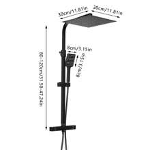 Eatssode Robinetterie de douche Système de douche Ensemble de douche noir avec thermostat Ensemble de douche Douche à effet de pluie Ensemble de douche avec douchette + douche de tête 30x30cm