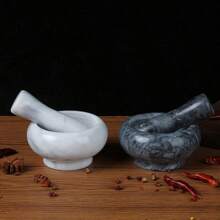 1 Set Of 3.5-Inch Marble Mortar And Pestle Set, Suitable For Grinding Pills, Spices, Garlic, Small Grinder Bowl, Kitchen Supplies (White, Black)