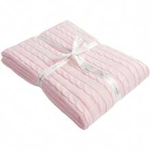 NTBAY Cable Knit Throw Blankets For Couch,100% Pure Cotton Super Soft Warm Cozy Decorative Knitted Throw Blanket For Bed, Sofa, Chair -  Extra Cozy, Machine Washable, Comfortable Home Decor - 淺粉色 - 查看 4