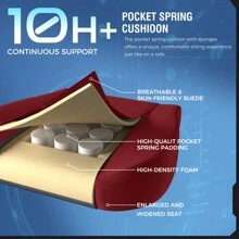 Fabric Gaming Chair, Ergonomic Computer Chair With Footrest And Lumbar Support Height Adjustable Home Office Chair - Red - View 8