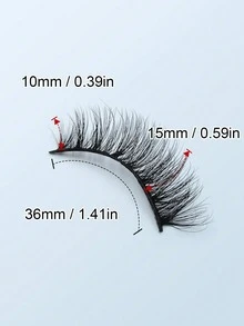 Asiteo 1 Pair 3D Effect Faux Mink Eyelashes, Natural & Soft For Everyday Wear - 黑色 - 查看 4