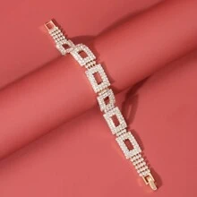 1pc Fashion Wide Rhinestones Bracelet For Women, Suitable For Daily Parties Or Wedding Jewelry - Silver - View 16