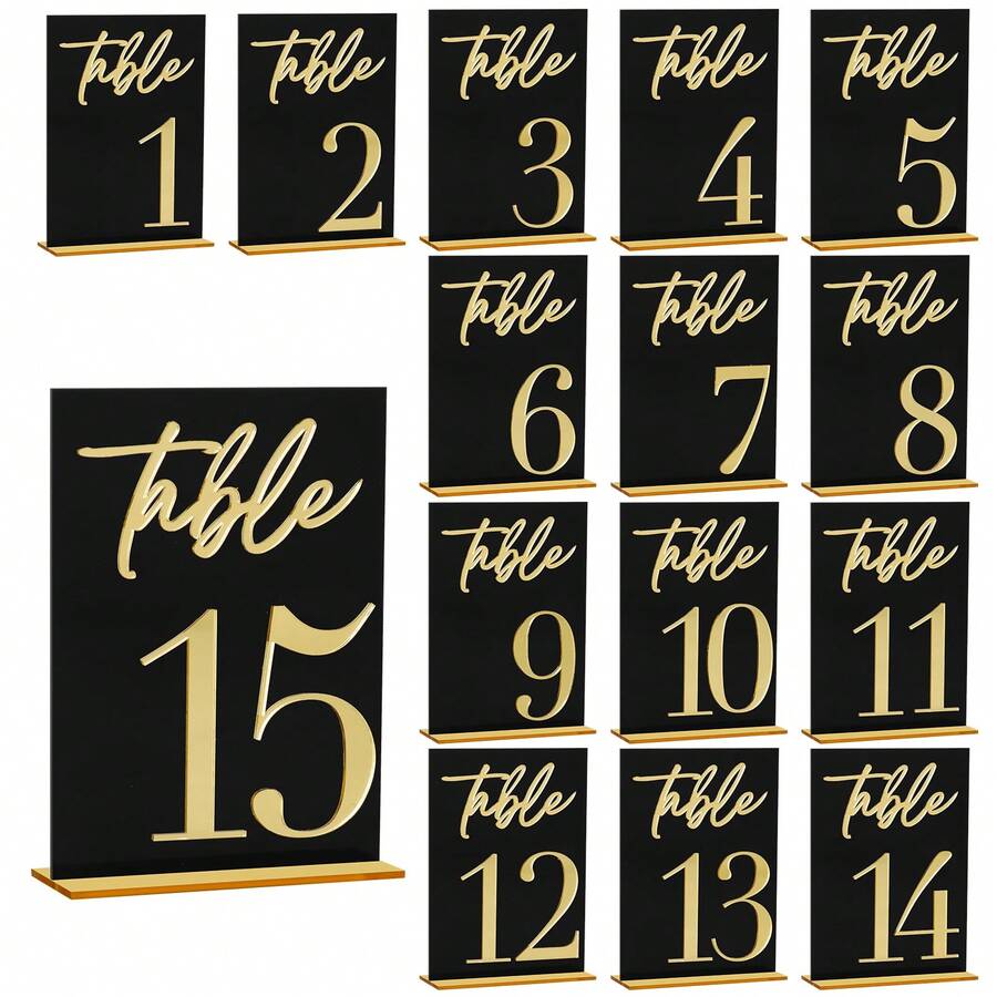 Numéros de table de restaurant 1 à 20 en acrylique noir – Pour cafés, bars, mariages, places réservées, faciles à empiler et à gagner de l'espace