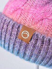 OBOVAY Conjunto de gorro y bufanda con forro térmico y degradado de color aleatorio para mujer, gorro de punto con pompón y bufanda infinita cálida, apto para esquiar y uso diario - Gradiente - Ver 9