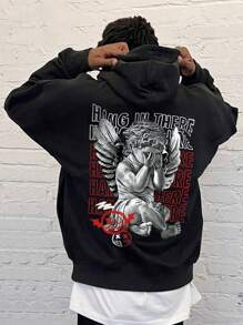 Teen Boys Sweatshirts For Long Sleeve Y2K Angel Dolland Letter Print Casual Graphic Sweatshirts Pullover Oversized Sweatshirt - Black - View 7