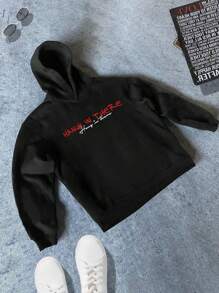 Teen Boys Sweatshirts For Long Sleeve Y2K Angel Dolland Letter Print Casual Graphic Sweatshirts Pullover Oversized Sweatshirt - Black - View 3