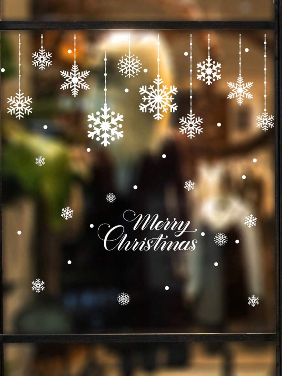 1 Stück Weihnachtsdekoration Schneeflocken Statische Aufkleber, Schneeflocken Aufkleber Kunst für Weihnachtsszenen Dekoration, Einkaufszentrum Fenster Dekoration, Halloween, Halloween Dekoration