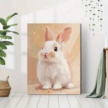 1PC With Frame Rabbit Canvas Wall Art Poster Painting, Modern Oil Painting Style Decoration For Living Room, Dining Room, Study Room, Bathroom, Coffee Shop, Apartment, Bedroom, Office - Abstract Animal Artwork