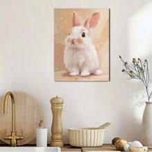1PC With Frame Rabbit Canvas Wall Art Poster Painting, Modern Oil Painting Style Decoration For Living Room, Dining Room, Study Room, Bathroom, Coffee Shop, Apartment, Bedroom, Office - Abstract Animal Artwork
