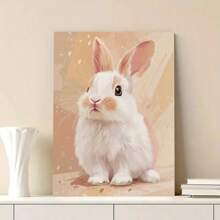 1PC With Frame Rabbit Canvas Wall Art Poster Painting, Modern Oil Painting Style Decoration For Living Room, Dining Room, Study Room, Bathroom, Coffee Shop, Apartment, Bedroom, Office - Abstract Animal Artwork