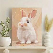 1PC With Frame Rabbit Canvas Wall Art Poster Painting, Modern Oil Painting Style Decoration For Living Room, Dining Room, Study Room, Bathroom, Coffee Shop, Apartment, Bedroom, Office - Abstract Animal Artwork