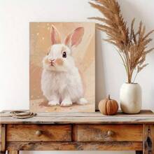 1PC With Frame Rabbit Canvas Wall Art Poster Painting, Modern Oil Painting Style Decoration For Living Room, Dining Room, Study Room, Bathroom, Coffee Shop, Apartment, Bedroom, Office - Abstract Animal Artwork