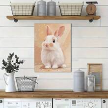1PC With Frame Rabbit Canvas Wall Art Poster Painting, Modern Oil Painting Style Decoration For Living Room, Dining Room, Study Room, Bathroom, Coffee Shop, Apartment, Bedroom, Office - Abstract Animal Artwork
