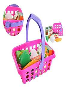 Mini Supermarket Basket With Vegetables And Industrialized Products Educational Toy - 淺粉色 - 查看 6