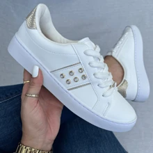 Vizzano Original Stone Shiny Gold Metal Sneakers With Stitched Reinforcement - trắng - Xem 1