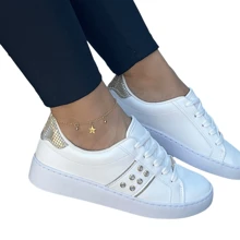 Vizzano Original Stone Shiny Gold Metal Sneakers With Stitched Reinforcement - trắng - Xem 2