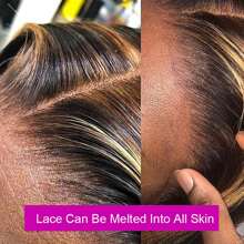 Highlight Ombre Body Wave 13x6 Lace Front Wigs Human Hair Pre Plucked With Baby Hair 4/27 Colored Honey Blonde 180% Density HD Transparent Lace Frontal Wigs Human Hair