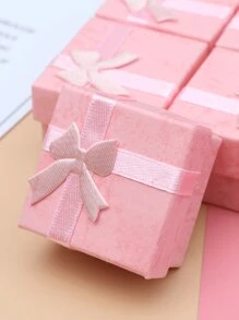 1/5/10pcs Pink Cardboard Jewelry Box, Jewelry Gift Box, Ring Necklace Bracelet Earring Storage Box, Birthday Holiday Gift Packaging Box, Suitable For Back To School Season For Girls, Room Decor - Pink - View 1